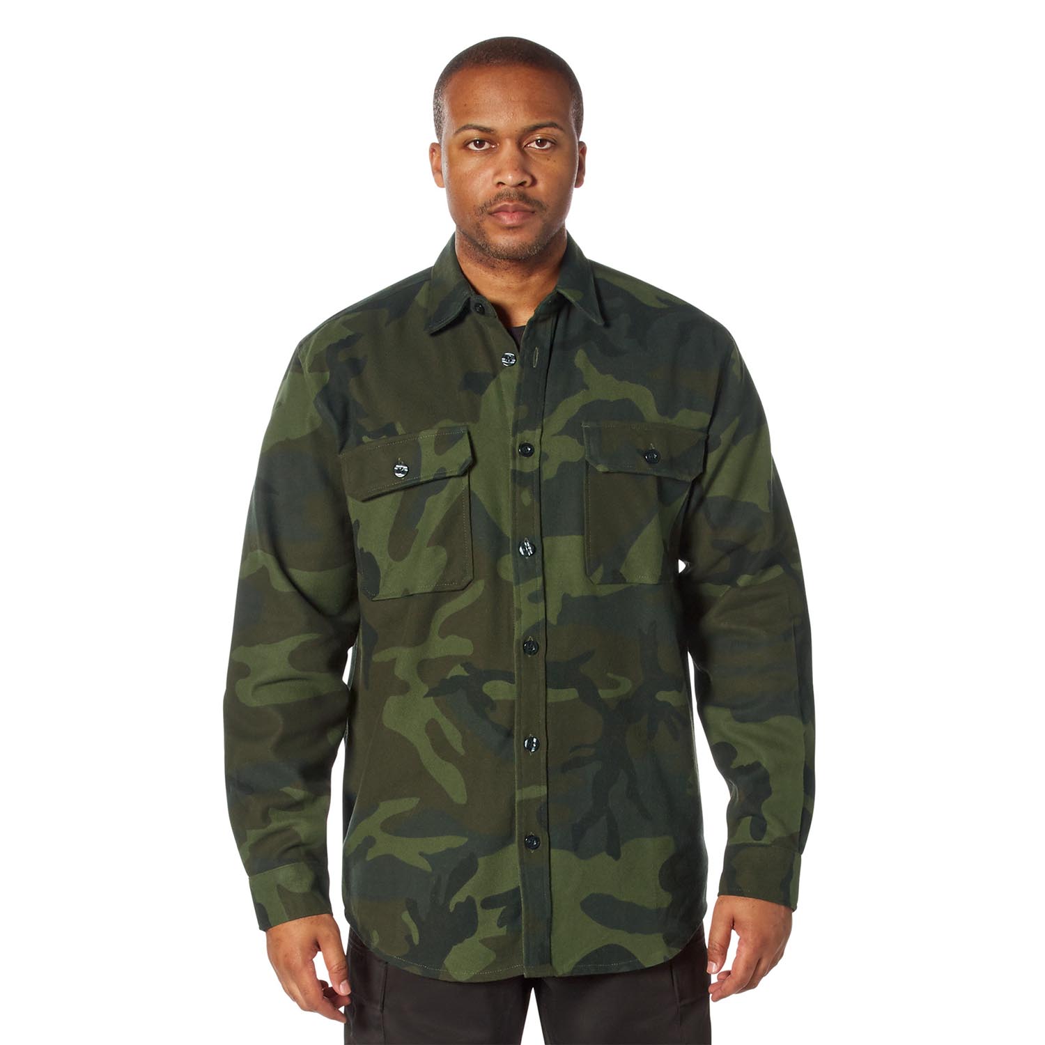 Rothco Midnight Camo Flannel Shirt - Midnight Woodland Camo / L, image size:1500x1500