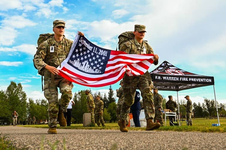 Military service members 9/11 memorial flag