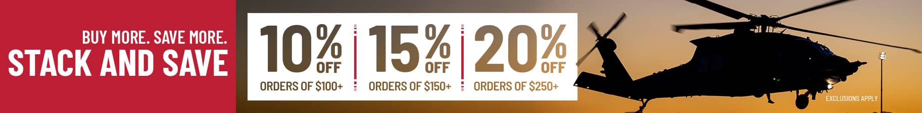 Buy More Save More. Up to 20% Off. Exclusions Apply.