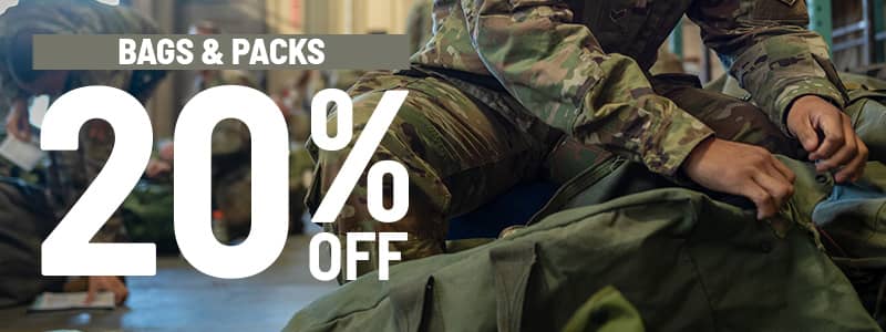 20% off bags and packs