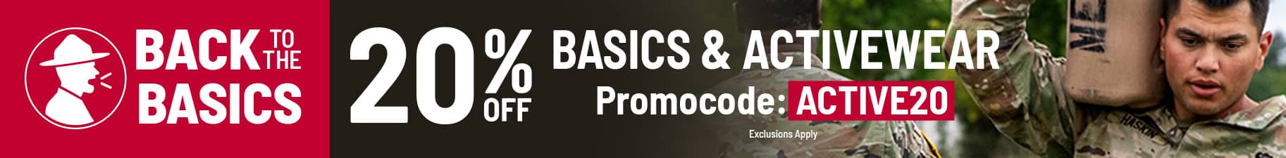 Back to Basics sale 20% off select essentials with promo code.
