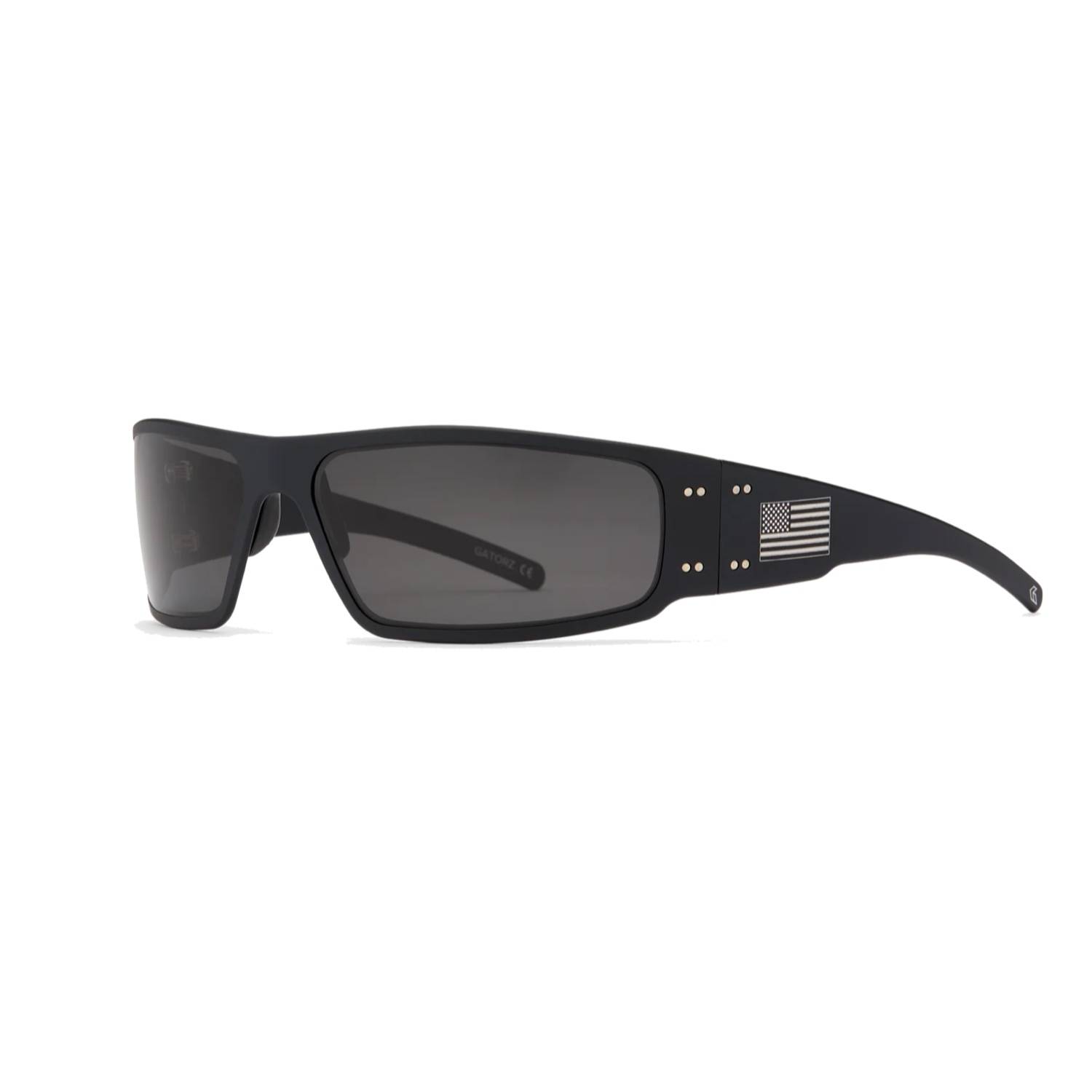 Gatorz Magnum Polarized Sunglasses, Black with Silver Flag &