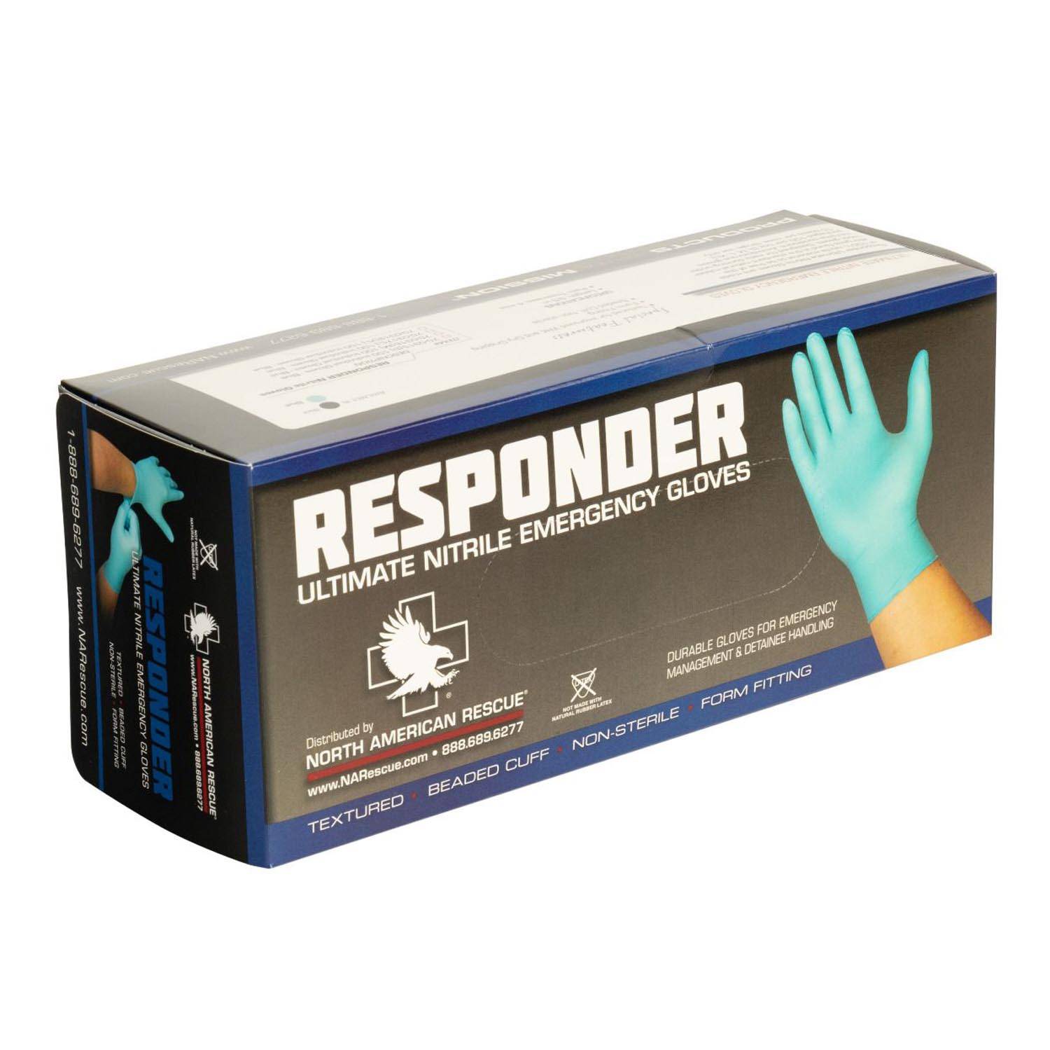 North American Rescue Responder Nitrile Gloves - Blue, 100