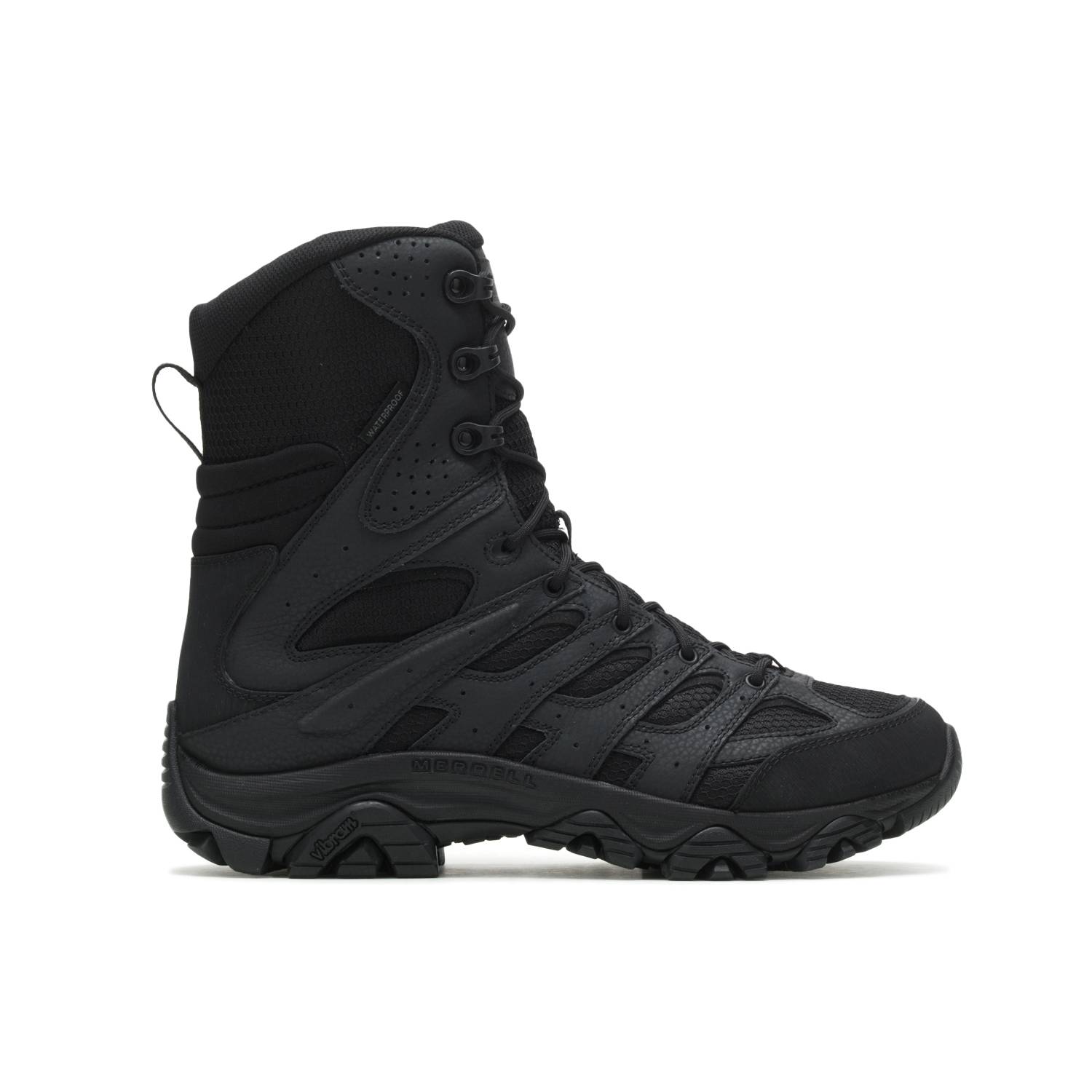 MERRELL MOAB 3 8" TACTICAL SIDE-ZIP WATERPROOF BOOTS - BLAC