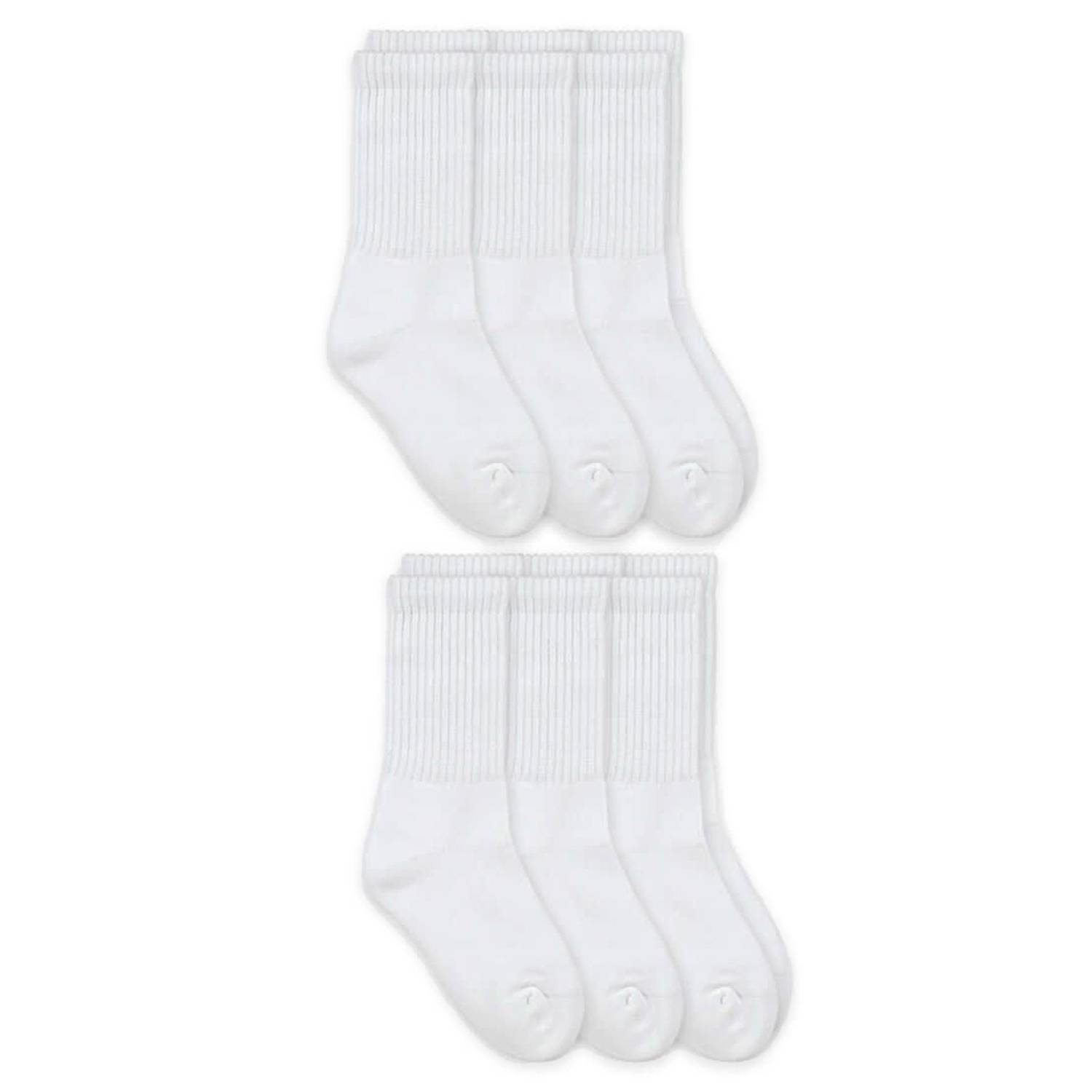 JEFFERIES TOP FLITE SPORT CREW 6 PACK SOCKS IN WHITE