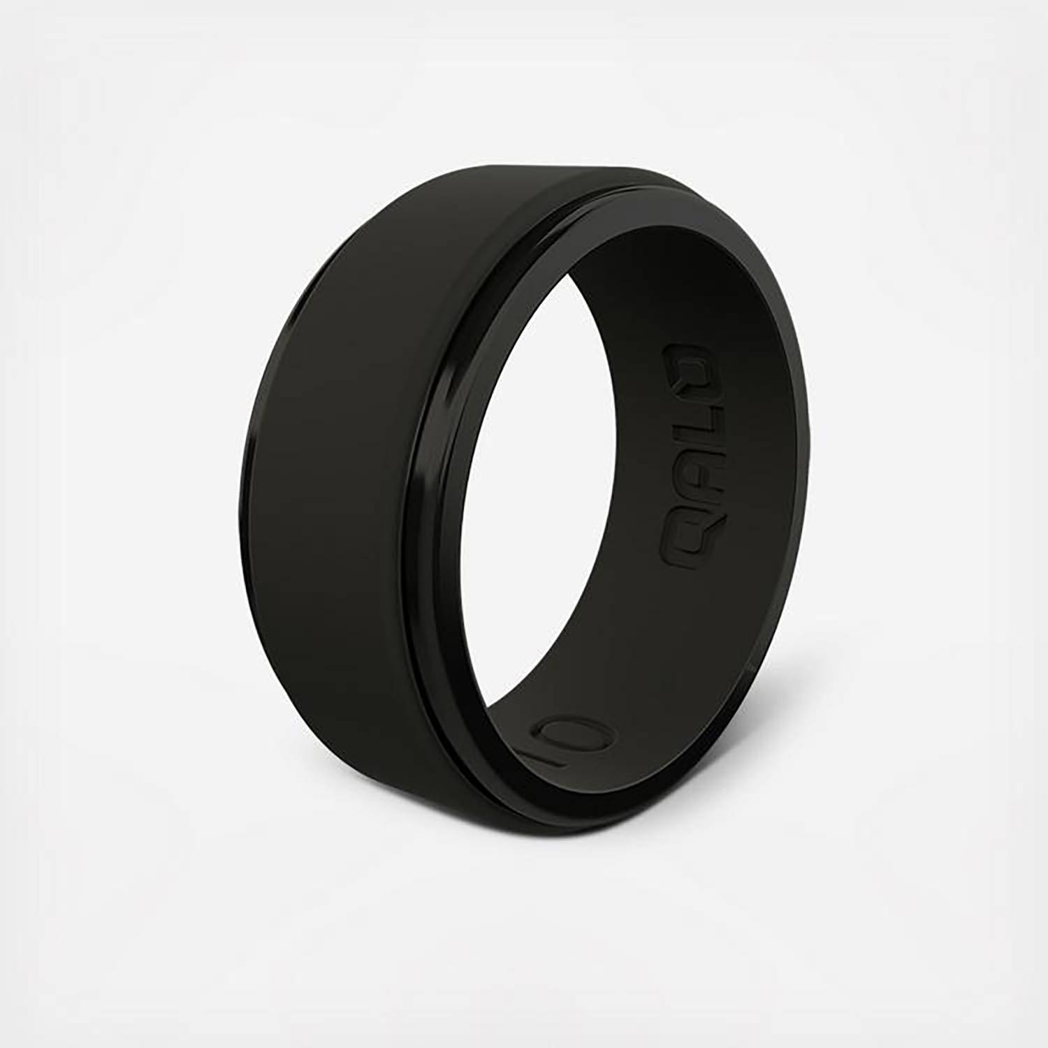 QALO MEN'S POLISHED STEP EDGE SILICONE RING