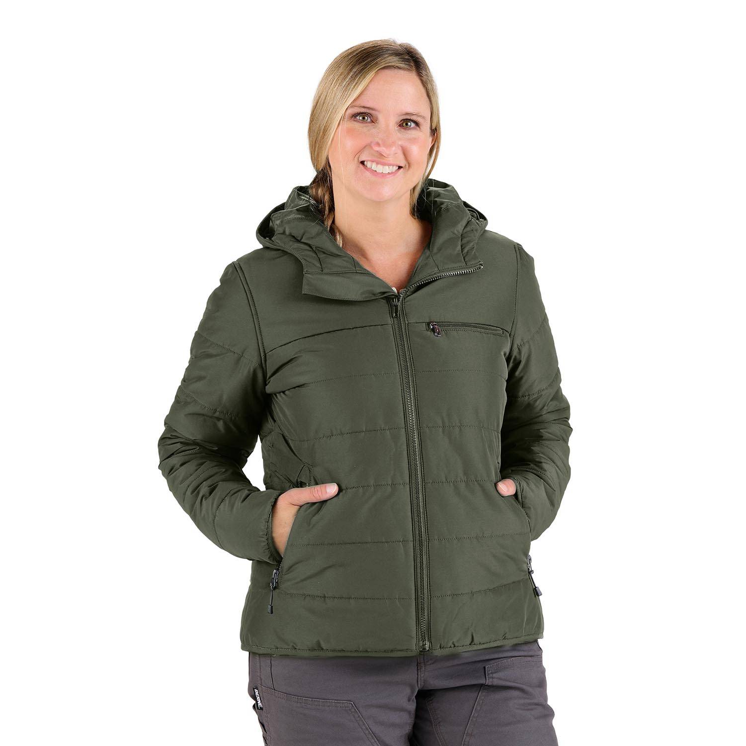 BERNE WOMENS CHANNEL QUILT RIPSTOP HOODED JACKET