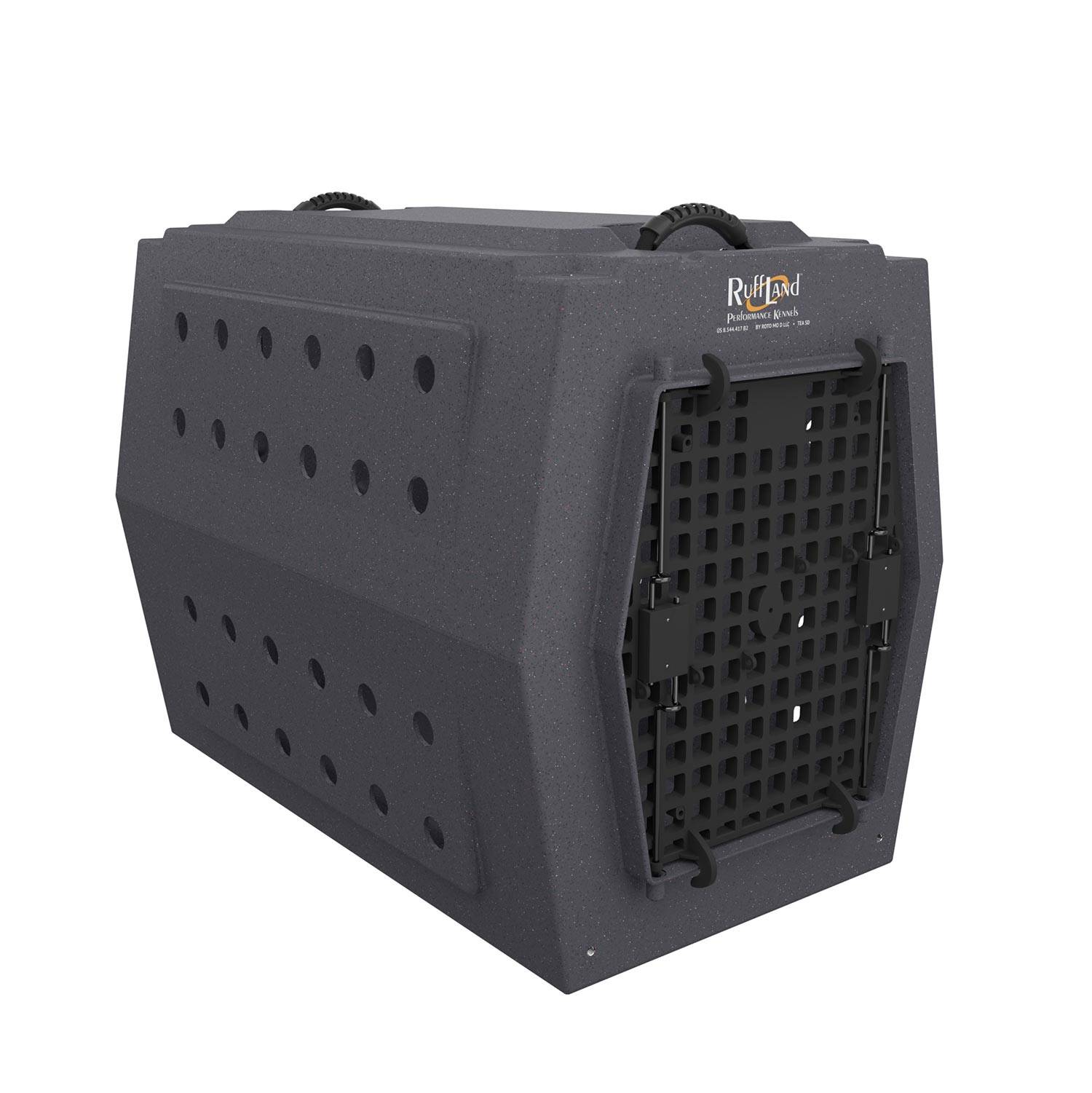 RUFF LAND KENNELS LARGE, DOUBLE DOOR, FRONT AND BACK GRAY