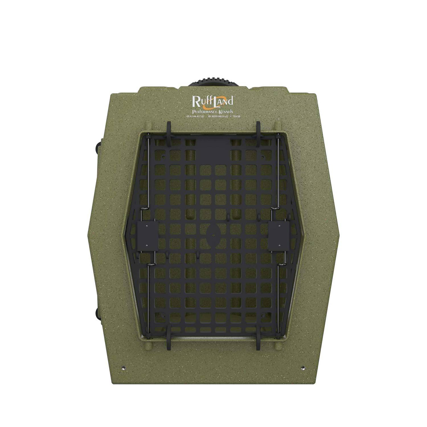RUFF LAND KENNELS LARGE, DOUBLE DOOR, FRONT AND LEFT OLIVE