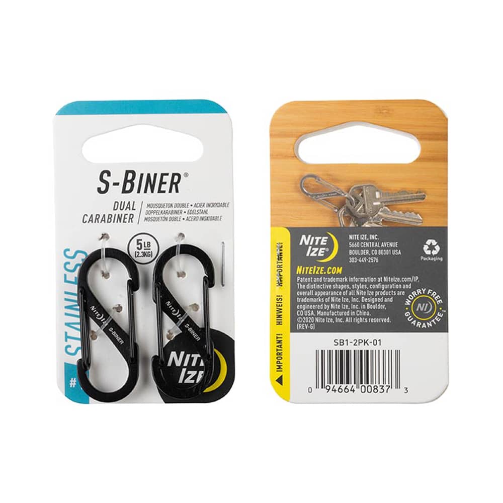 NITE IZE S-BINER( STAINLESS STEEL DUAL CARABINER #1, 2-PACK