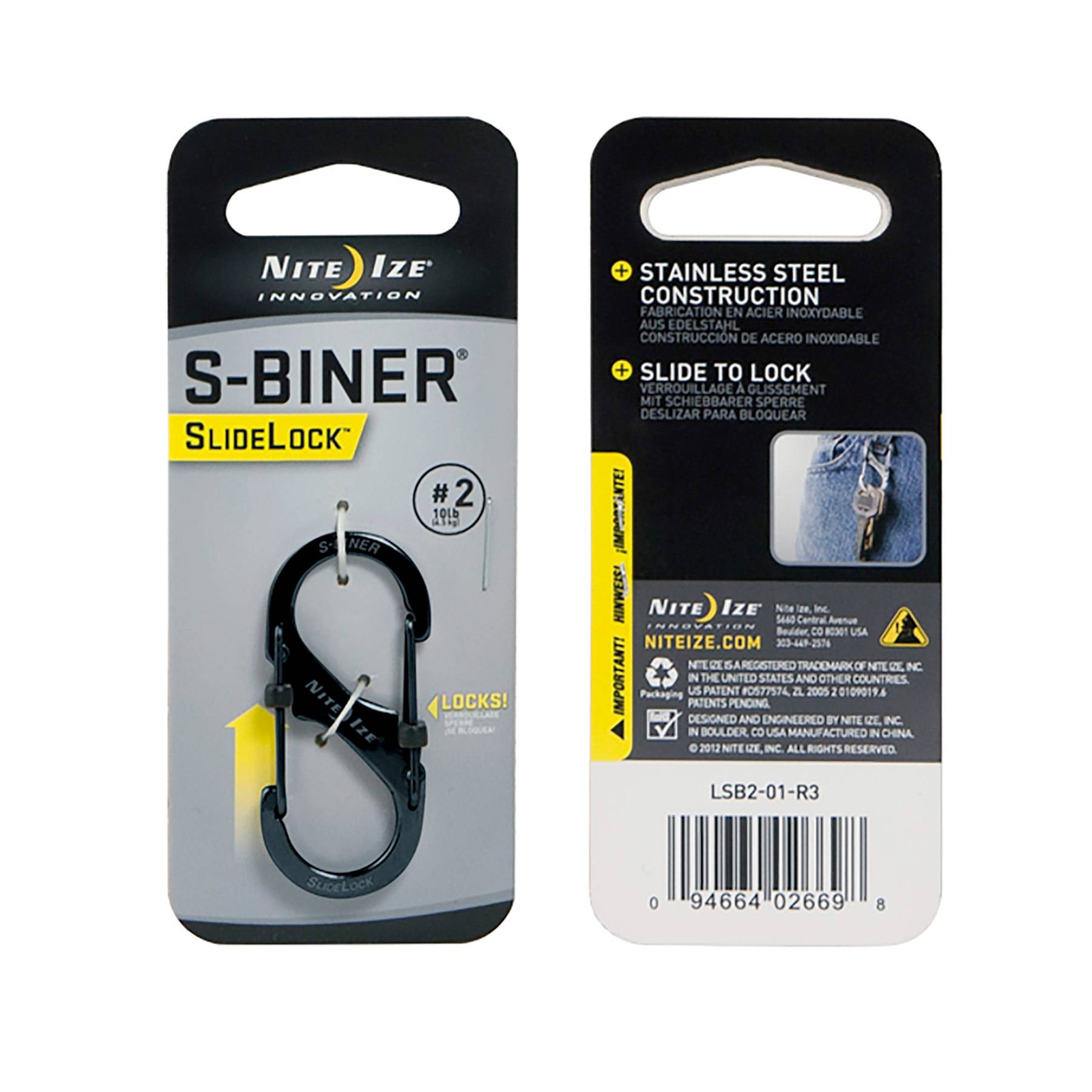 Nite Ize S-Biner #2 Slide Lock Double-Gated Carabiner-Black