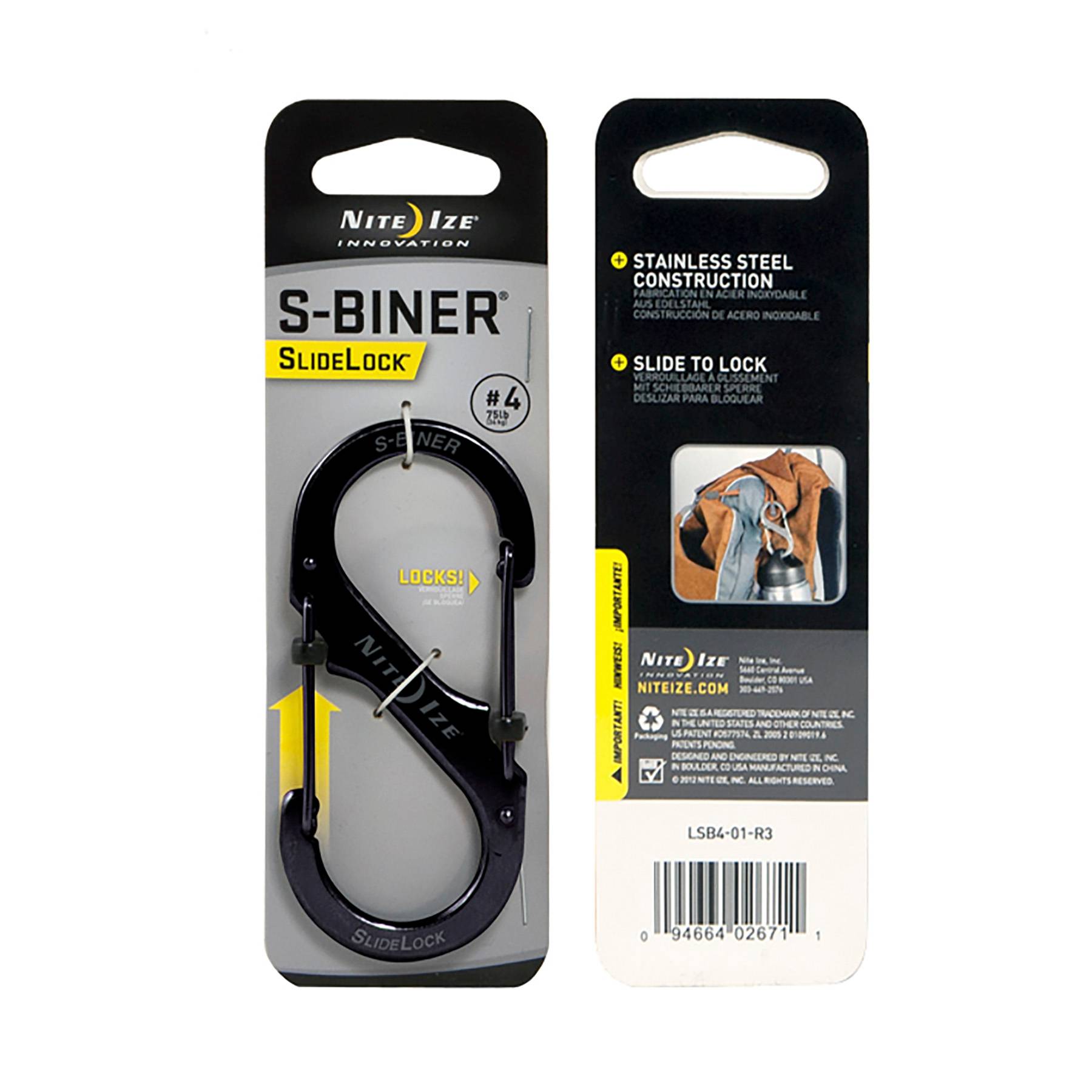 Nite Ize S-Biner #4 Slide Lock Double-Gated Carabiner-Black