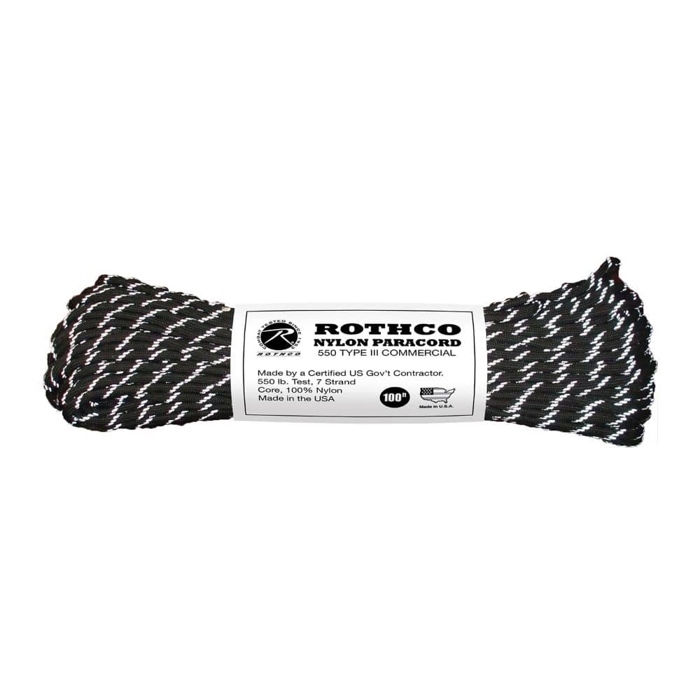 100-Foot Black Paracord - 550 Lb Strength, 7-Strand Core, Survival & Craft