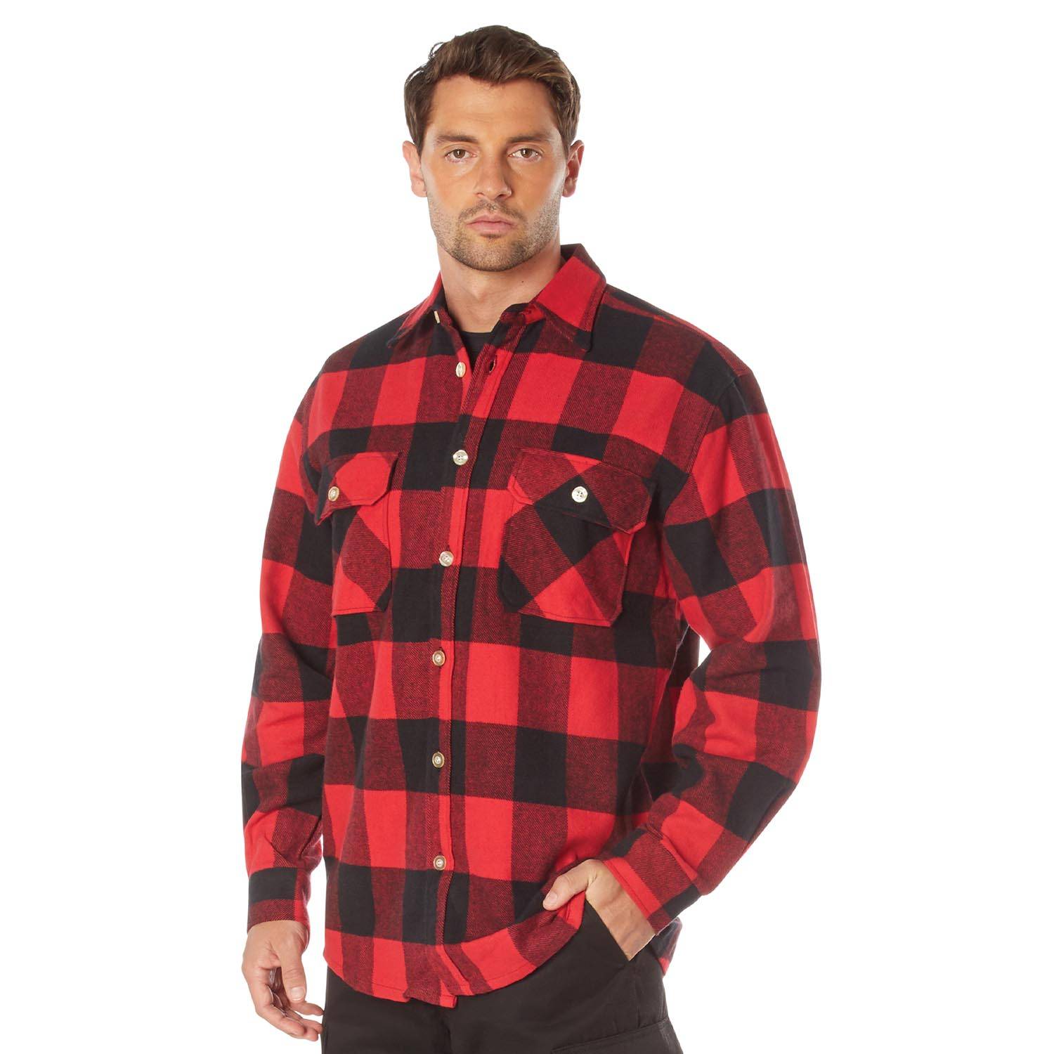 Extra Heavyweight Buffalo Plaid Flannel Shirt Rothco Red / XL, image size:1500x1500