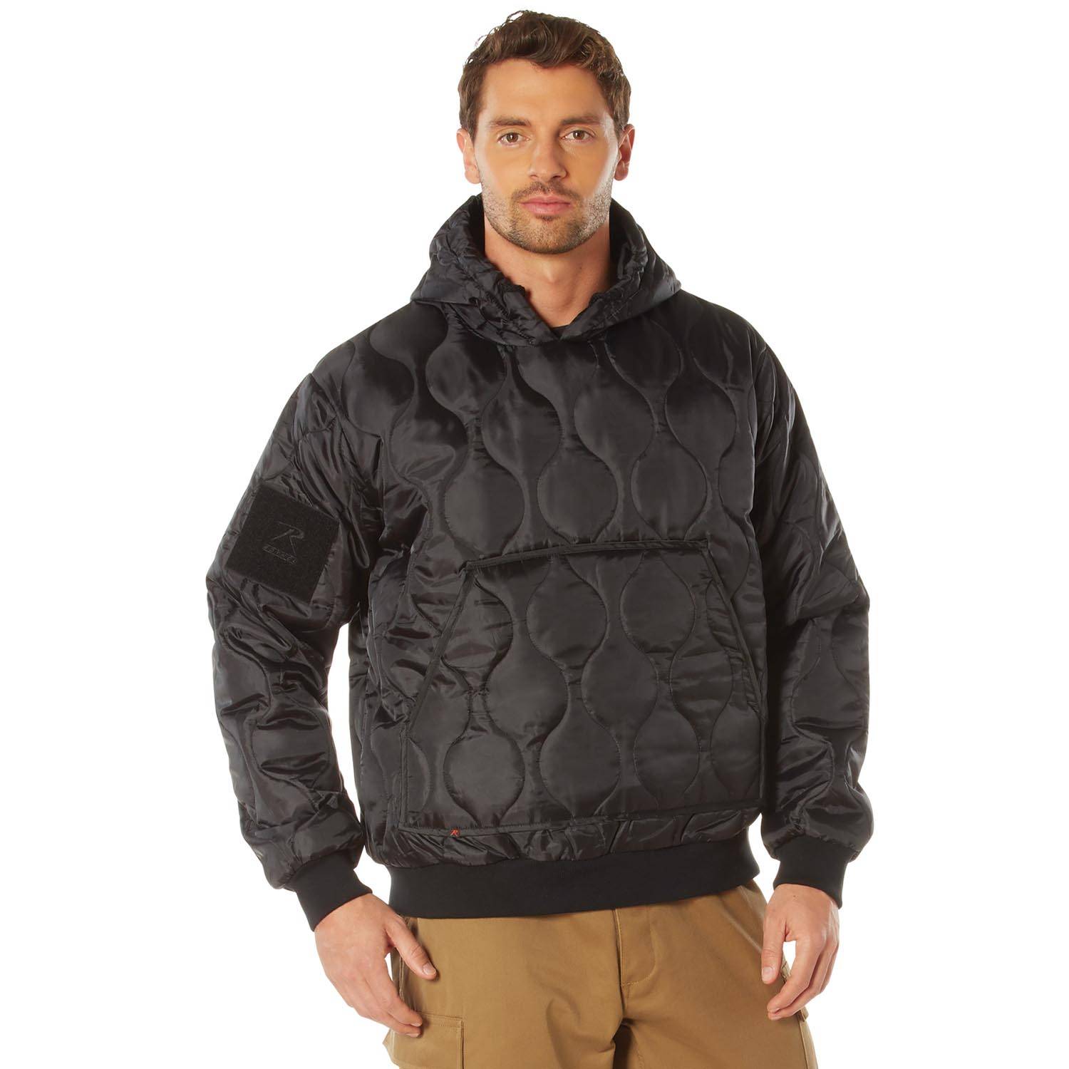ROTHCO QUILTED WOOBIE HOODED SWEATSHIRT IN BLACK