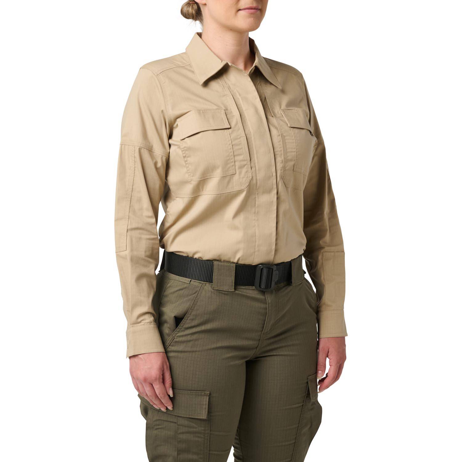 5.11 WOMEN'S FLEX-TAC TDU LONG SLEEVE SHIRT IN TDU KHAKI