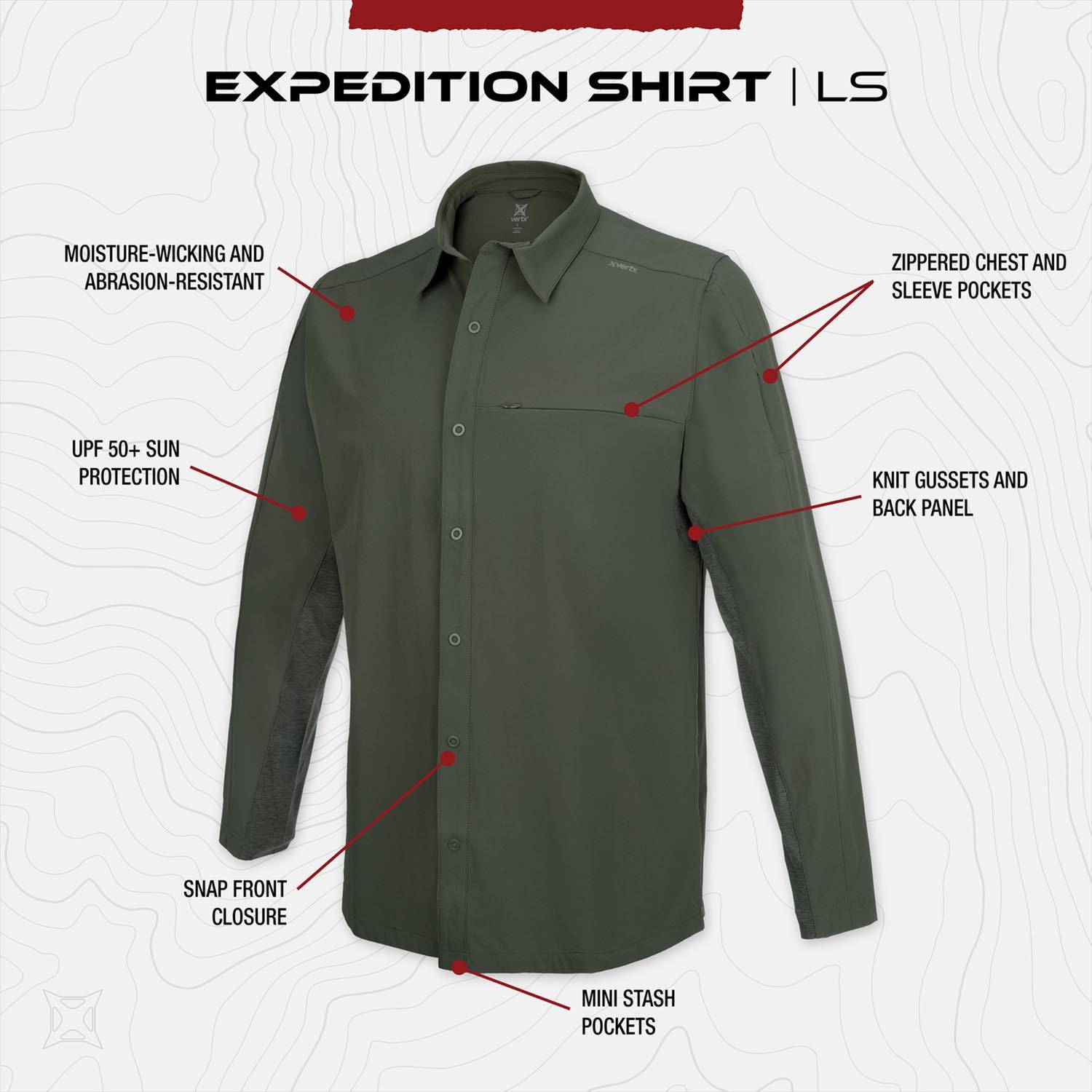 ◎Discovery EXPEDITION◎ Men's Fresh Vent Polton Chest Pocke Vertx Men's Expedition Long Sleeve Shirt | U.S. Patriot
