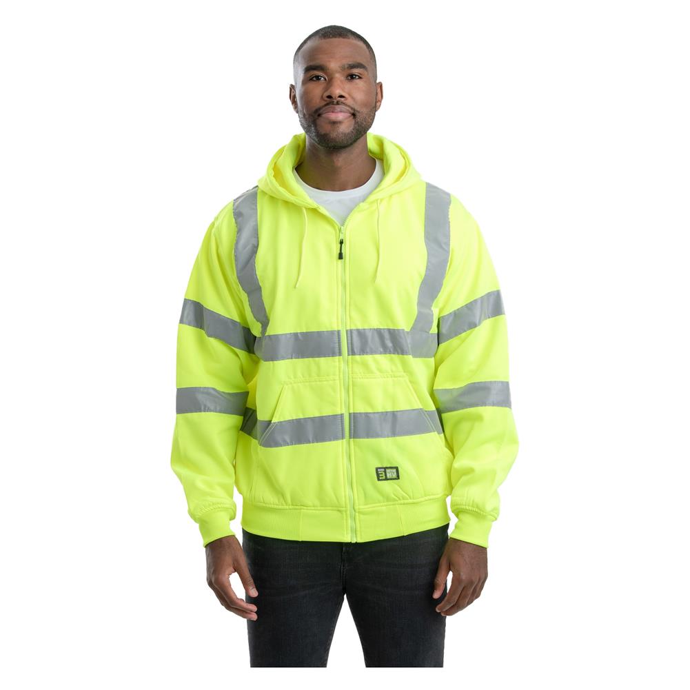 BERNE MEN'S HI VIS CLASS 3 THERMAL-LINED HOODED SWEATSHIRT