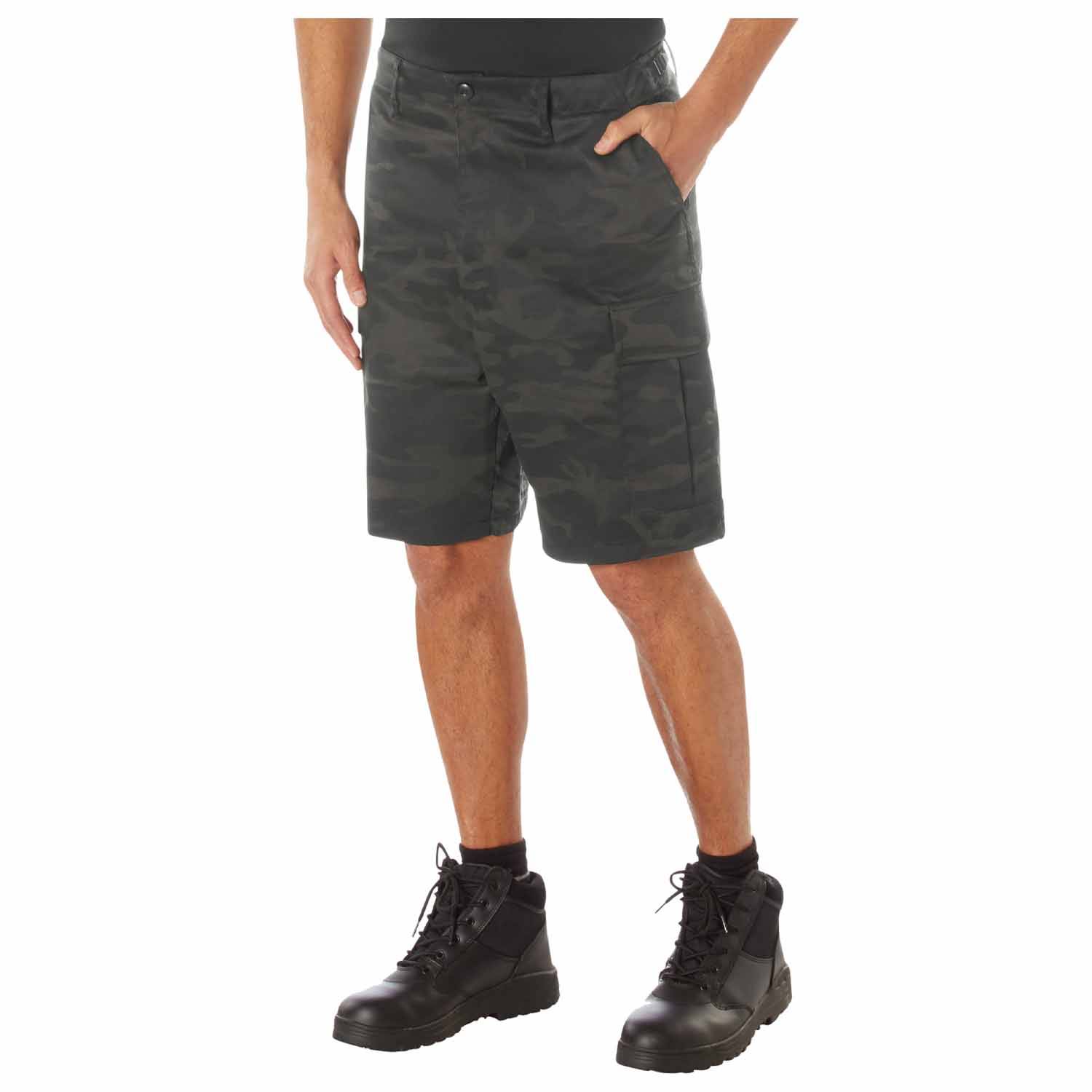 ROTHCO MIDNIGHT CAMO BDU SHORTS IN BLACK CAMO