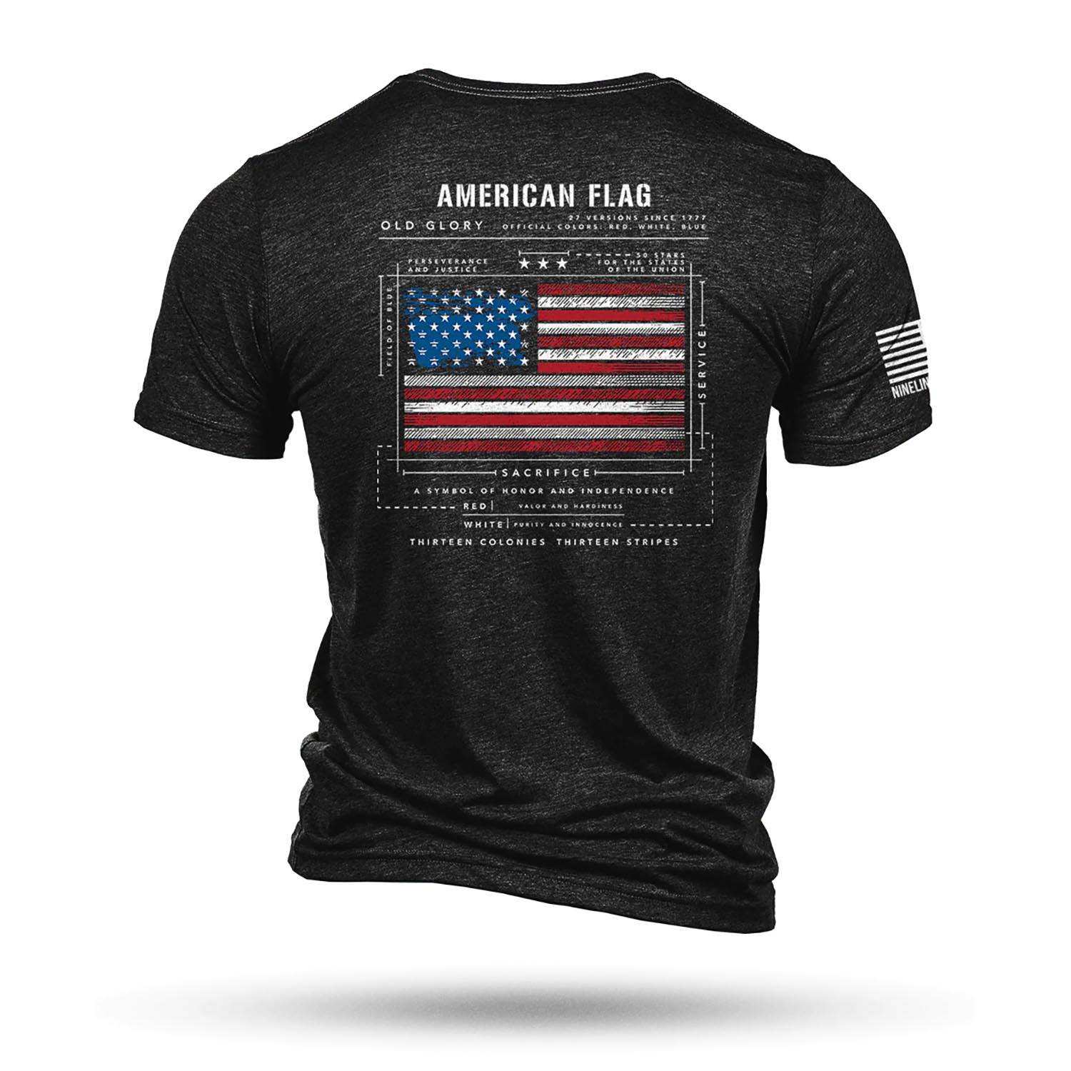 NINE LINE AMERICAN FLAG SCHEMATIC T-SHIRT