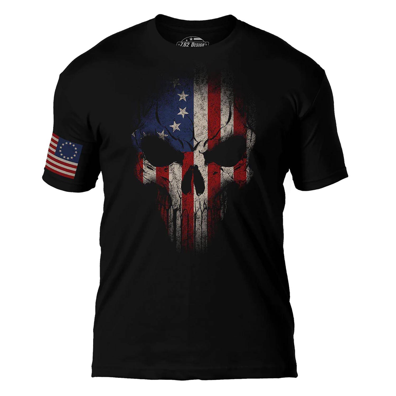 7.62 Design Betsy Ross Flag Skull T-Shirt