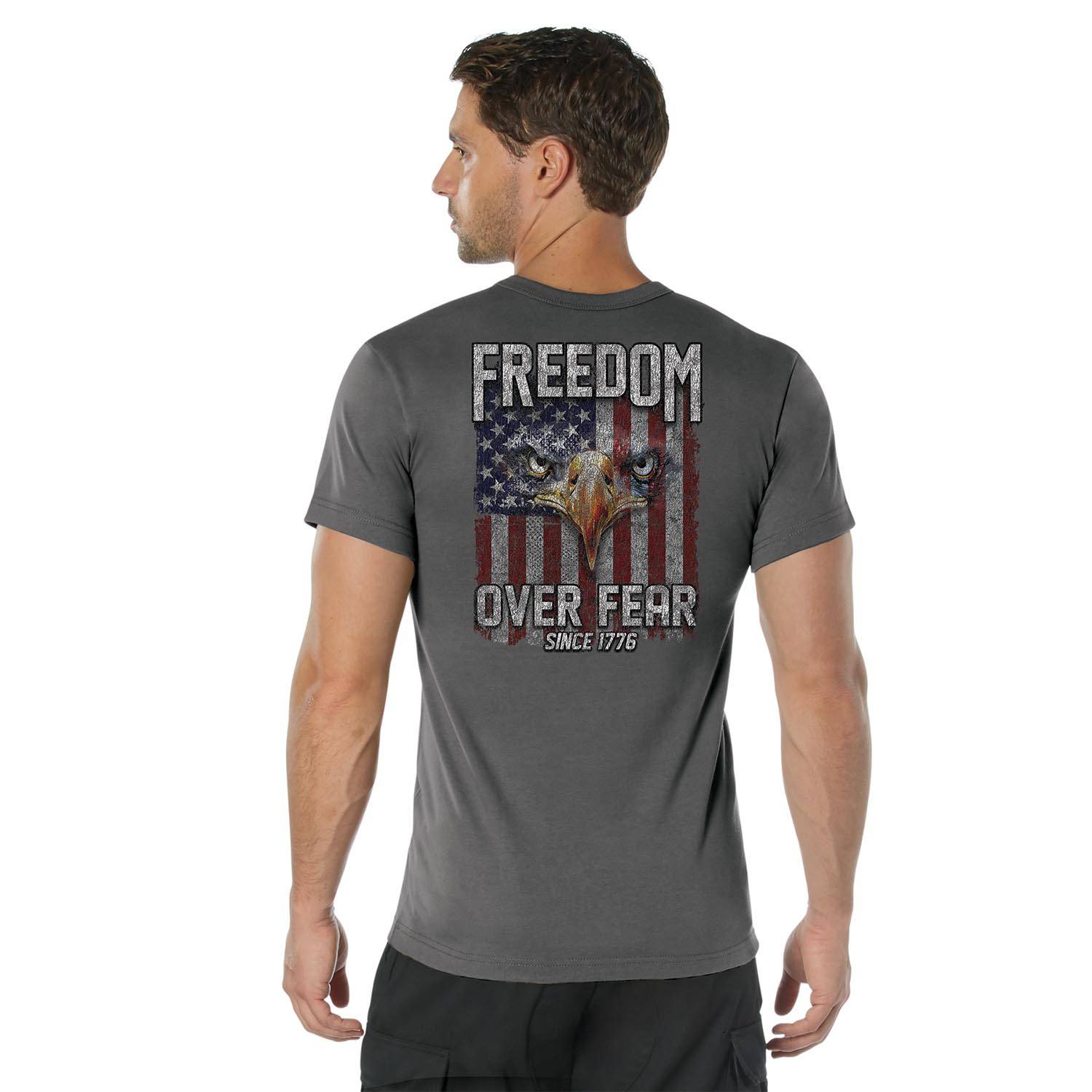 ROTHCO FREEDOM OVER FEAR T-SHIRT IN CHARCOAL