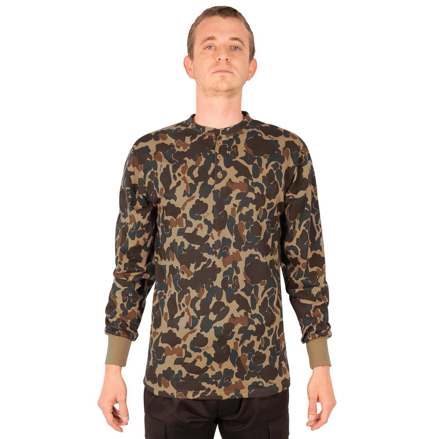 ROTHCO LONG SLEEVE HENLEY T-SHIRT IN FRED BEAR CAMO