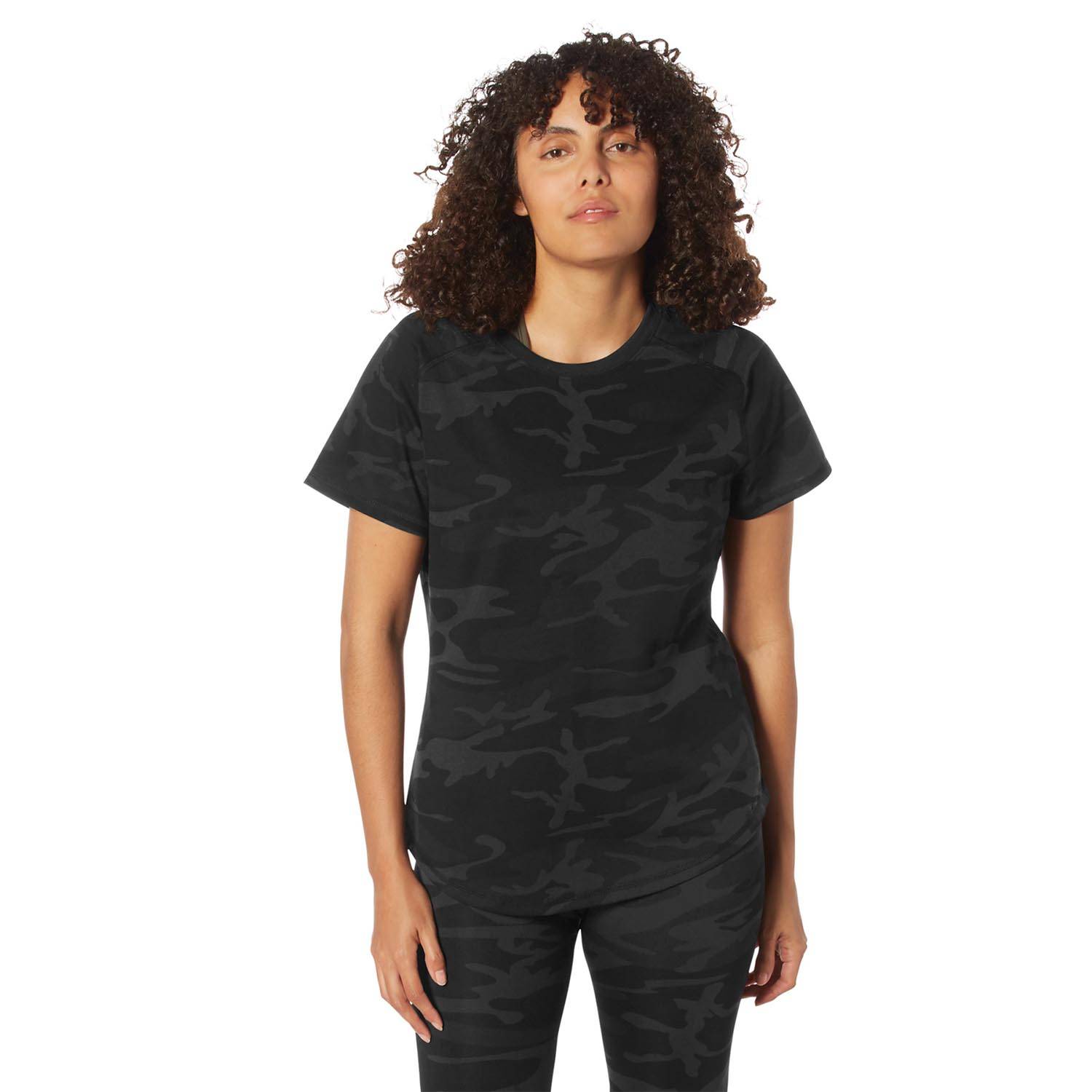 ROTHCO WOMENS ESSENTIAL RAGLAN SLEEVE T-SHIRT IN BLACK CAMO