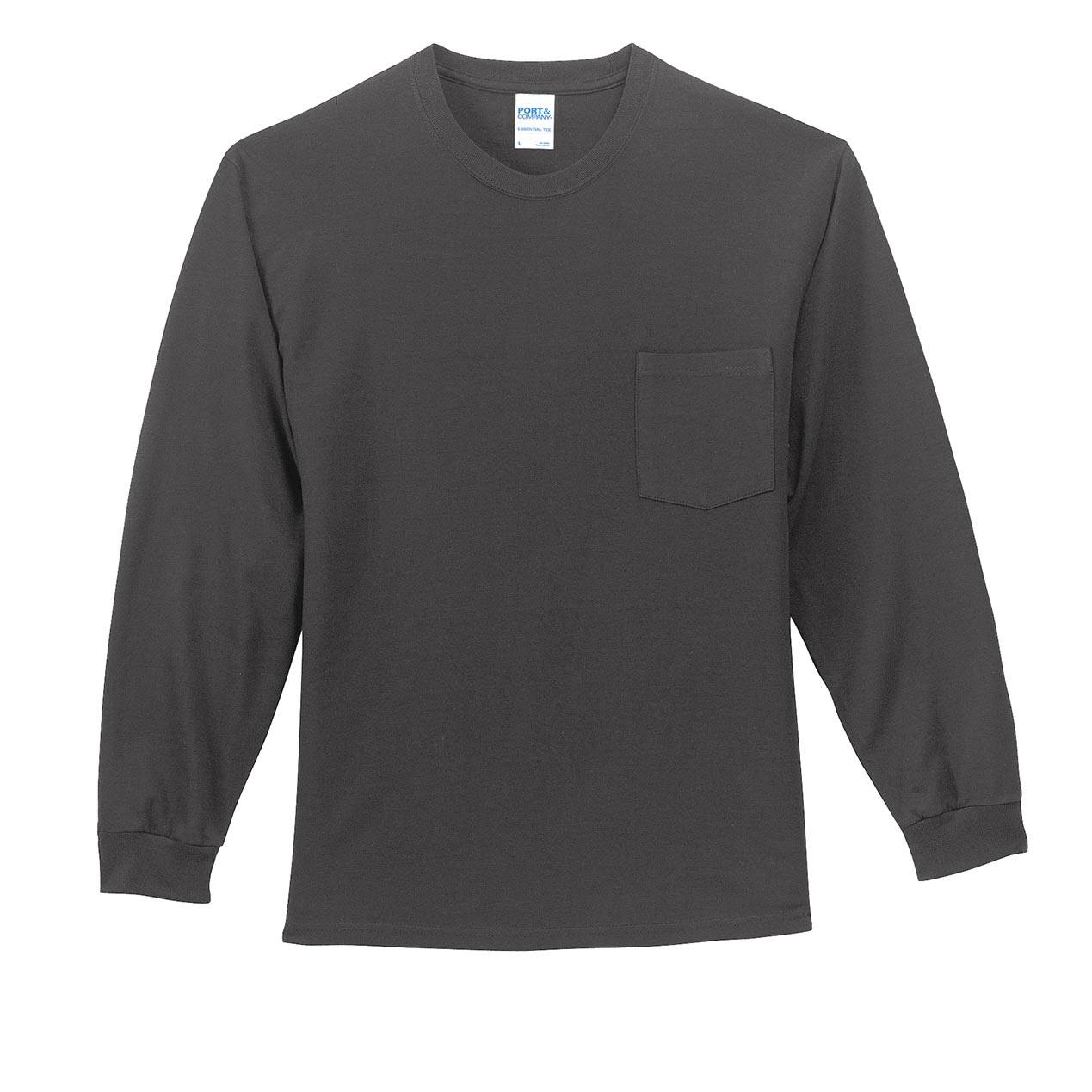 PORT & COMPANY LONG SLEEVE ESSENTIAL POCKET TEE