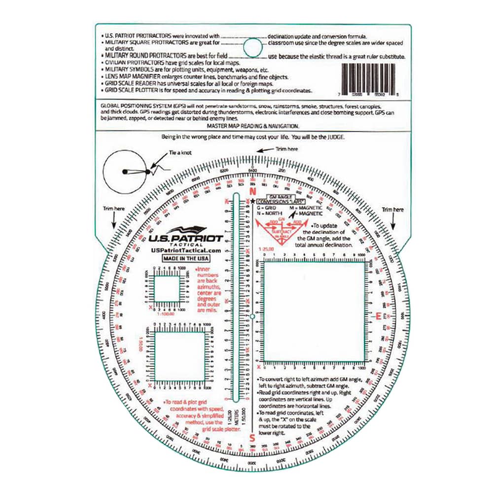US Patriot Tactical Military 5 Inch Diameter Round Protracto