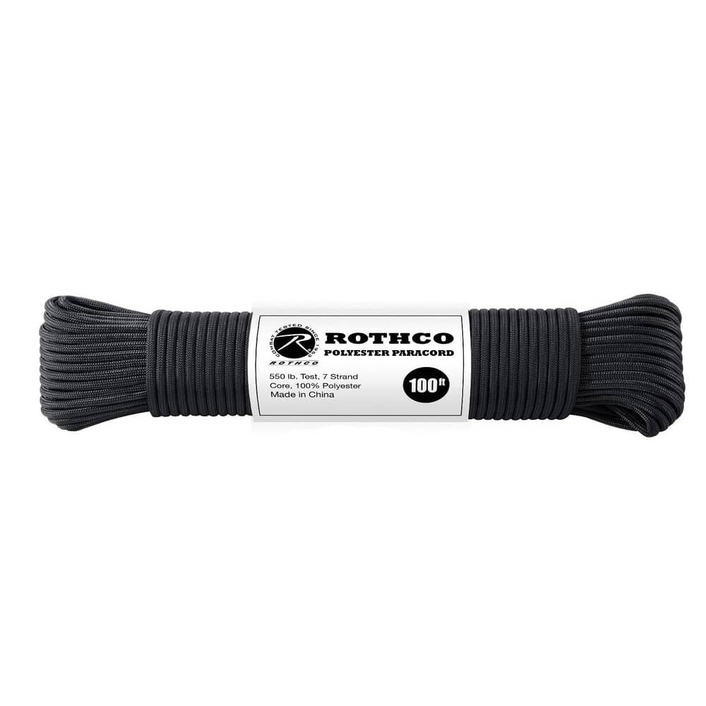 Rothco Polyester 550 Paracord 100 ft Black